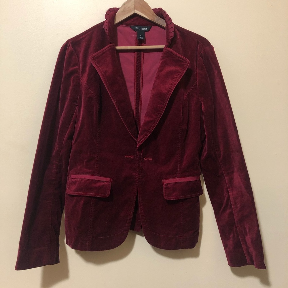 Cotton red velvet blazer